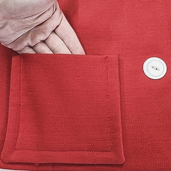 Hobbies Lorch of Dallas vtg red wool  jacket, lightweight longsleeve 3 button - Picture 8 of 11